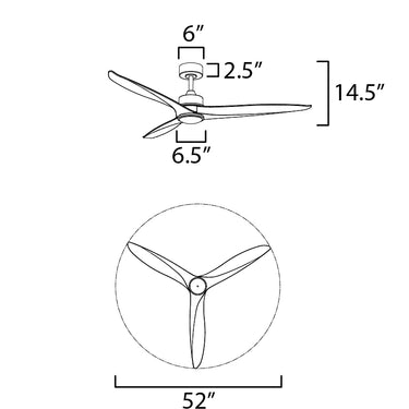 Maxim Lighting Woodwind 52" Solid Wood Blade Fan w LED Light Kit Satin Nickel
