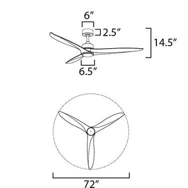 Maxim Lighting Woodwind 72" Solid Wood Blade Fan w LED Light Kit Natural Aged Brass