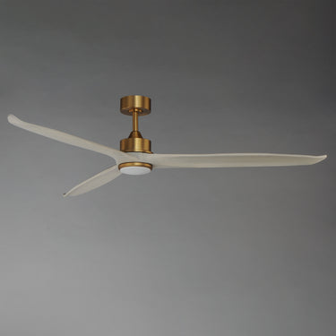 Maxim Lighting Woodwind 72" Solid Wood Blade Fan w LED Natural Aged Brass