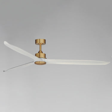 Maxim Lighting Woodwind 80" Solid Wood Blade Fan W LED Natural Aged Brass