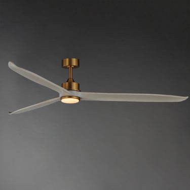 Maxim Lighting Woodwind 80" Solid Wood Blade Fan W LED Natural Aged Brass