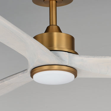 Maxim Lighting Woodwind 80" Solid Wood Blade Fan W LED Natural Aged Brass