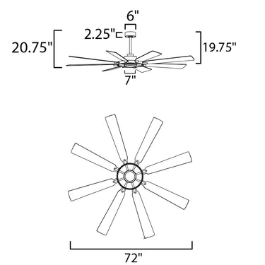 Maxim Lighting Helm 72" Indoor Fan w LED Light Kit Black/Natural Aged Brass