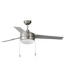 Maxim Lighting Trio 52" 3-Blade Fan w Pull Chain Satin Nickel/Black