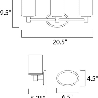 Maxim Lighting Cylinder 3-Light Bath Vanity Satin Nickel