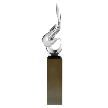 Finesse Decor Flame 65" Tall Floor Sculpture Chrome with Gray Stand