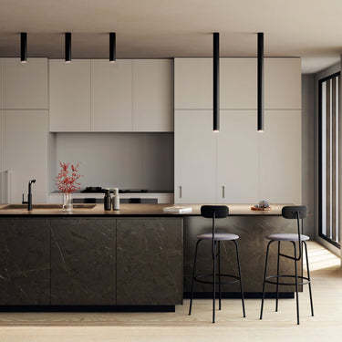 Matte Black Lodes A-Tube Large ceiling light for modern interiors