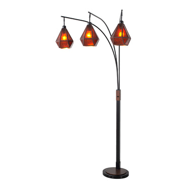 Nova of California Artifact Natural Mica 3 Light Arc Floor Lamp 86 Espresso Bronze