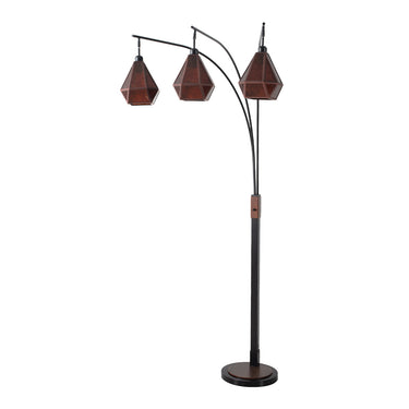 Nova of California Artifact Natural Mica 3 Light Arc Floor Lamp 86 Espresso Bronze