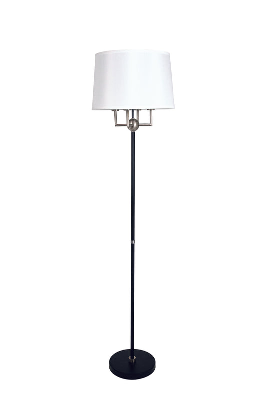 House of Troy Alpine 4 light cluster black/satin nickel floor lamp with white silk softback shade A700-BLK/SN