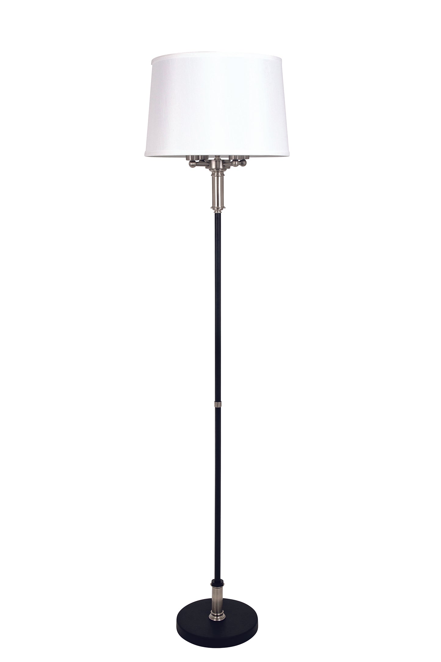 House of Troy Alpine 4 light cluster black/satin nickel floor lamp with white silk softback shade A702-BLK/SN