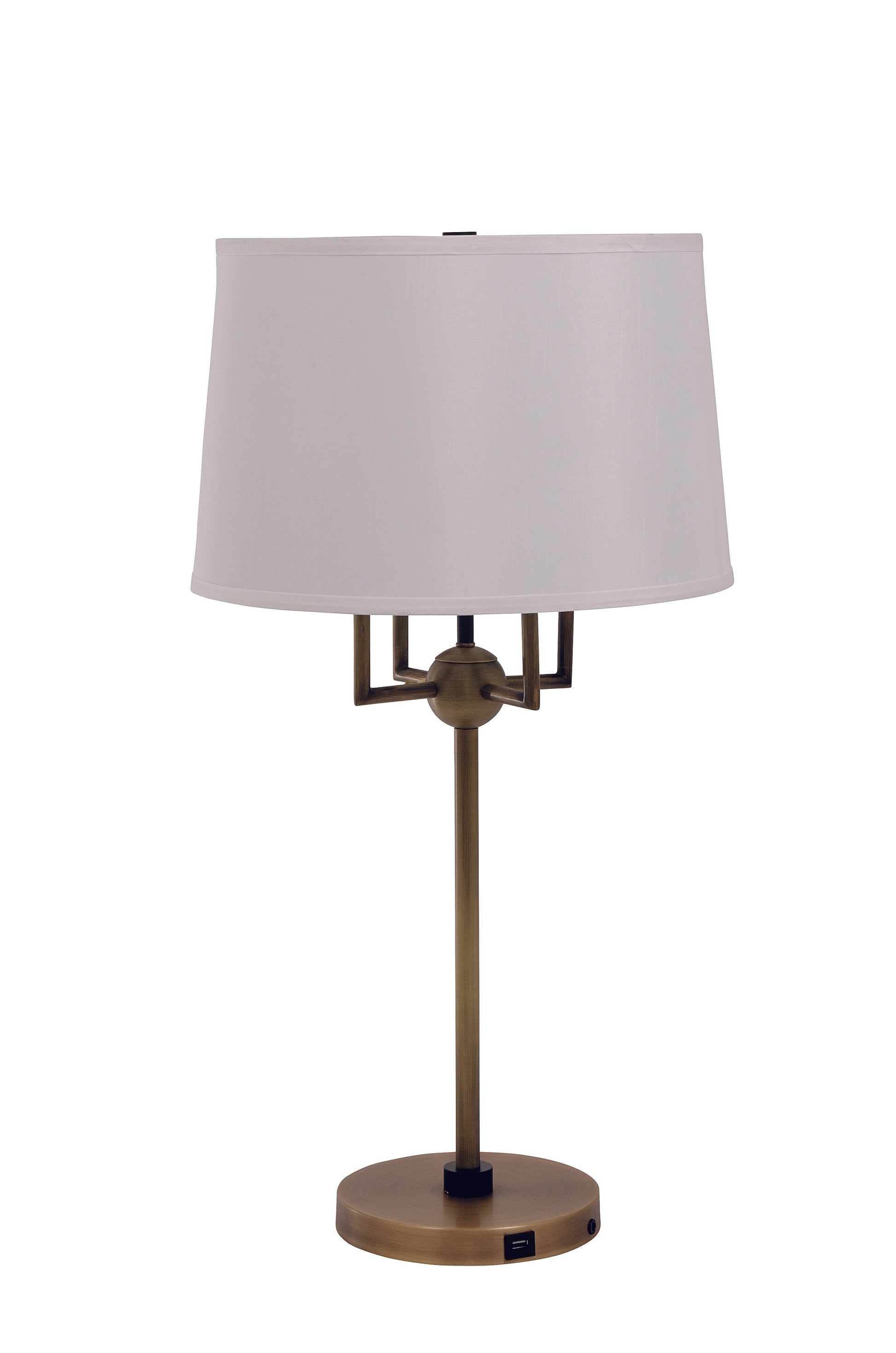 House of Troy Alpine 4 light cluster antique brass/black table lamp with white silk softback shade A750-AB/BLK