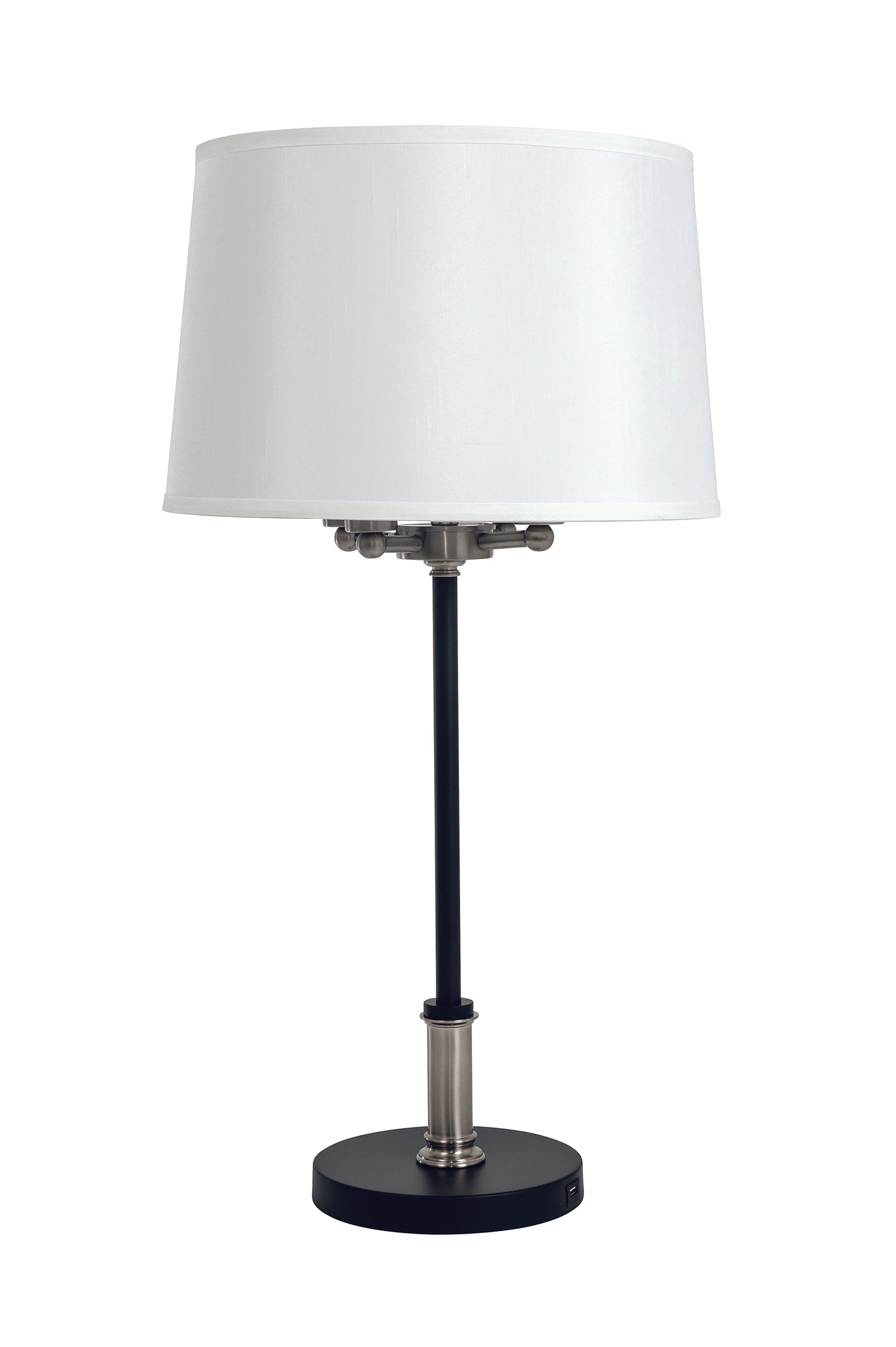 House of Troy Alpine 4 light cluster black/satin nickel table lamp with white silk softback shade A752-BLK/SN