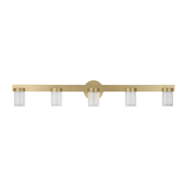 Natural Brass 36 inch wide 5 bulb commercial bath bar lighting.
