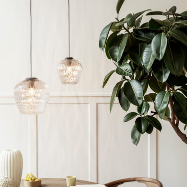 Modern lighting &Tradition Blown SW3 Pendant Light by Ameico in dining area