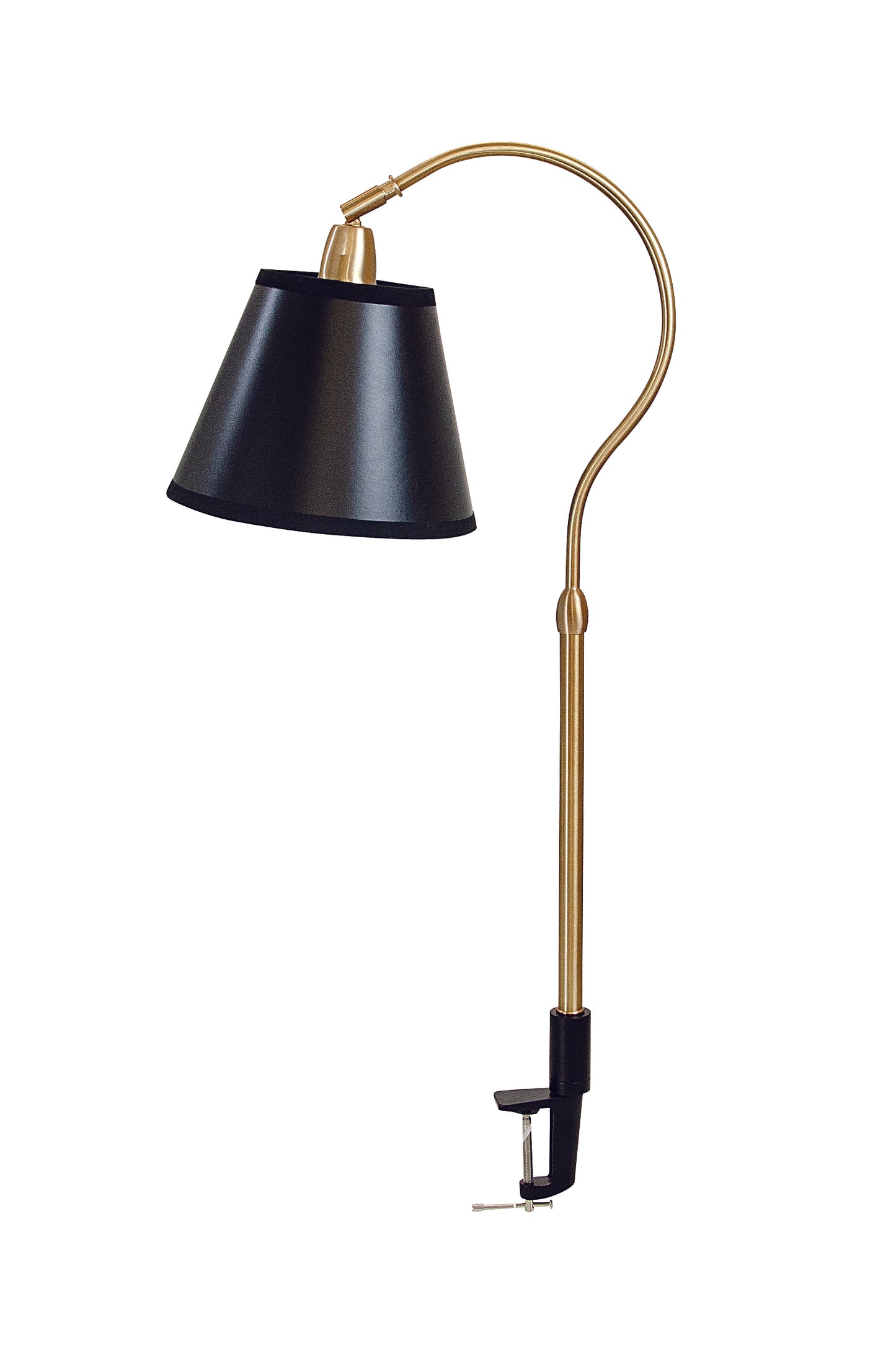House of Troy Aria Clip on table lamp weathered brass with black shade AR404-WB/BLK