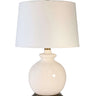 Abbeygale ivory ceramic cordless table lamp with antique brass base