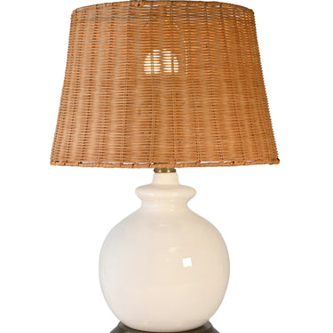 Rechargeable ivory ceramic table lamp with warm LED lighting