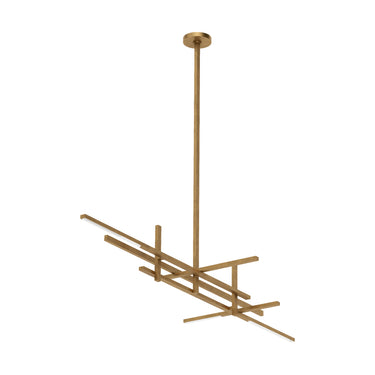 Wide 26 inch bronze dining room linear pendant light, integrated LED, 2700K.