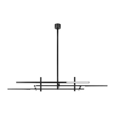 Large 26 inch wide bronze geometric LED chandelier, warm white light, Visual Comfort.