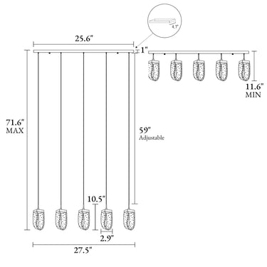 27.5 Inch Pendant Light Modern Brass - Linear Suspension