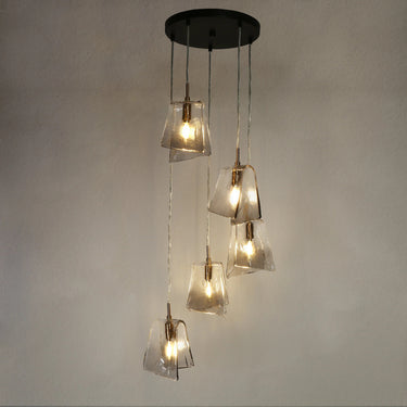 Dining Room Chandelier - Modern Black and Brass - 5 Lights - Afmean
