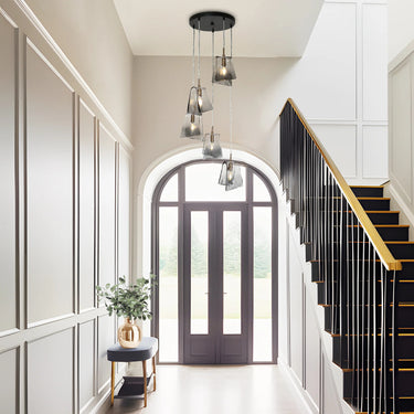 Entryway Hanging Light - 5-Light Black and Brass - Afmean