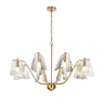 Gold 8-Light Chandelier with 35" Span - Ajustable Suspension