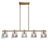 41.5" Linear Brass Pendant Light by Afmean - Contemporary 5-Bulb Fixture 