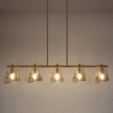 Afmean 41.5" Dimmable 5-Light Brass Pendant Light - Adjustable Height 