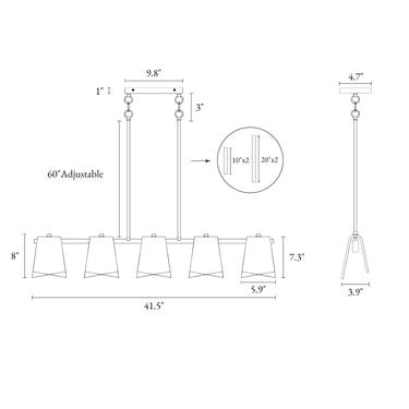 Afmean Collection 41.5" 5-Light Modern Brass Pendant 