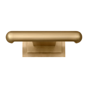 Visual Comfort Agra picture light in brass finish above a portrait in hallway setting