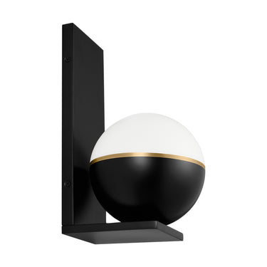 Visual Comfort Akova wall light in plated brass finish, adding elegance to a hallway.