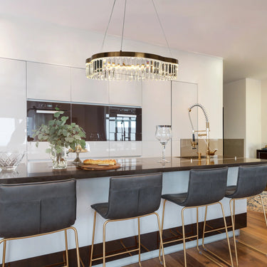  Sparkling Crystal Chandelier in Modern Kitchen