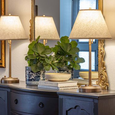 Alexis rechargeable lamp, Dark Antique Brass with Beige Empire Shade – view 3