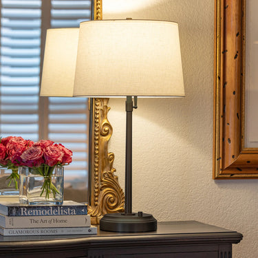 Modern Alexis Cordless Table Lamp illuminating a living room