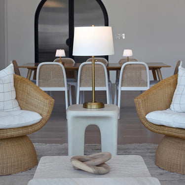 Elegant design of Alexis Cordless Table Lamp Brass with Linen Shade