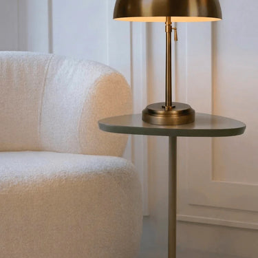 Modern brass dome table lamp with rechargeable battery for reading corner