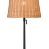 Alexis Cordless Table Lamp with black base and rattan shade