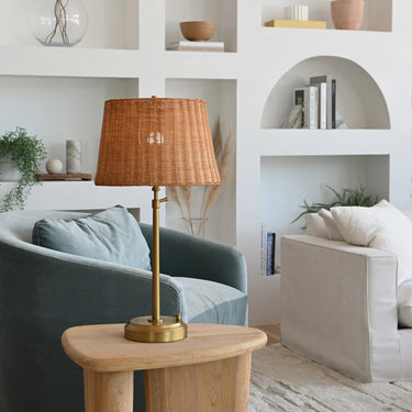 Alexis Cordless Table Lamp illuminating a modern living room setting