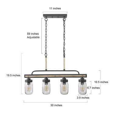 adjustable 4-light pendant chandelier ideal for kitchen, dining, and bedroom lighting