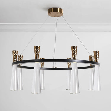 Almhult 8-Light LED Chandelier | 32" Brass & White | Dimmable & Adjustable 
