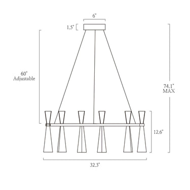 Modern Kitchen Island Lighting | Almhult 32" 8-Light Brass & White LED Chandelier 