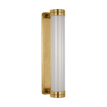 Visual Comfort Alo Small LED wall light casting warm 2700K glow, ideal for bedroom ambient lighting.