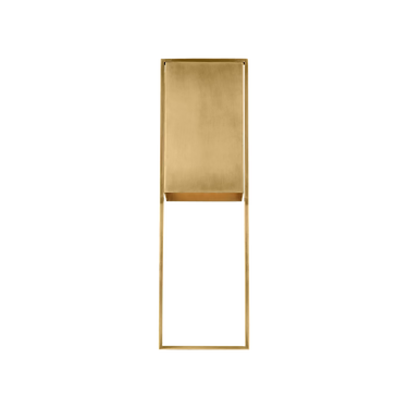 Alude 24 brass outdoor wall sconce glowing on a modern facade (7)
