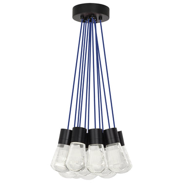Contemporary Alva 11-Light Chandelier, Black Finish with Blue Cord