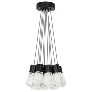 Elegant Alva 11-Light Chandelier for Dining Room | Black Finish with Gray Cord