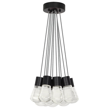 Modern Edison-style Alva 11-Light Chandelier - Black Finish