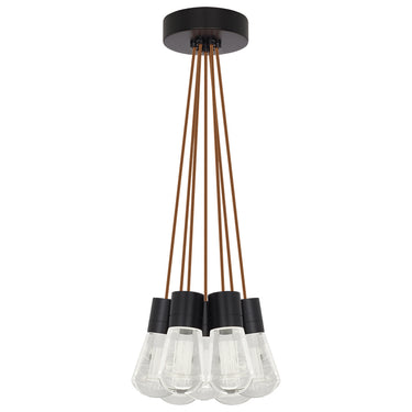 Elegant Alva 7-light chandelier for dining room with Copper Cord and Black Finish.