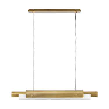 Visual Comfort Ambrose 36" Linear Chandelier: Etched Glass and Brass Details